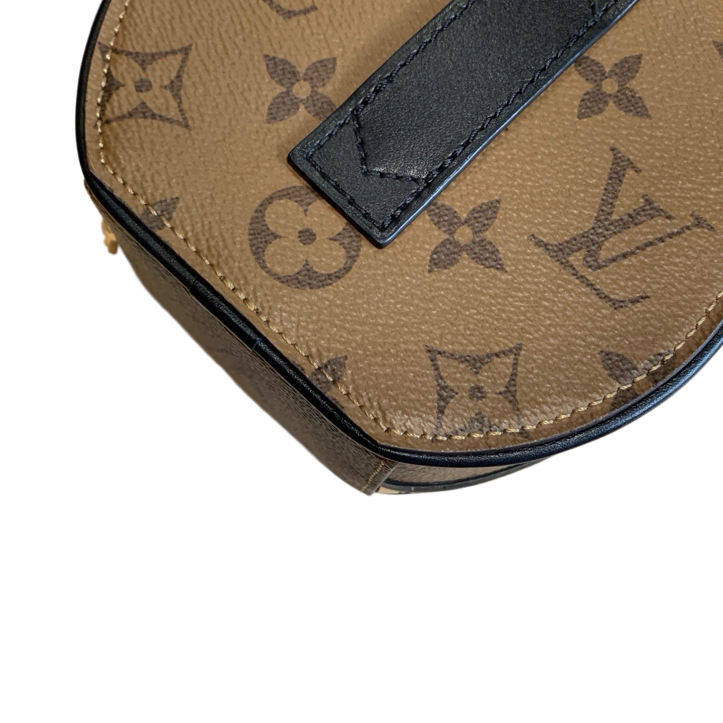 Louis Vuitton Petit Boite Chapeau Monogram Canvas Black Leather Gold Hardware