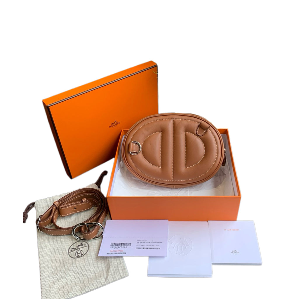 Hermes In-the-Loop Banane Belt Bag Gold Swift Leather Palladium Hardware