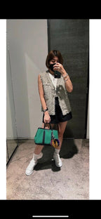 Hermes Garden Party Tote Emerald Green Canvas Navy Leather Silver Hardware