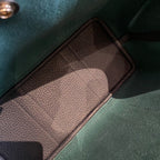 Hermes Garden Party Tote Emerald Green Canvas Navy Leather Silver Hardware