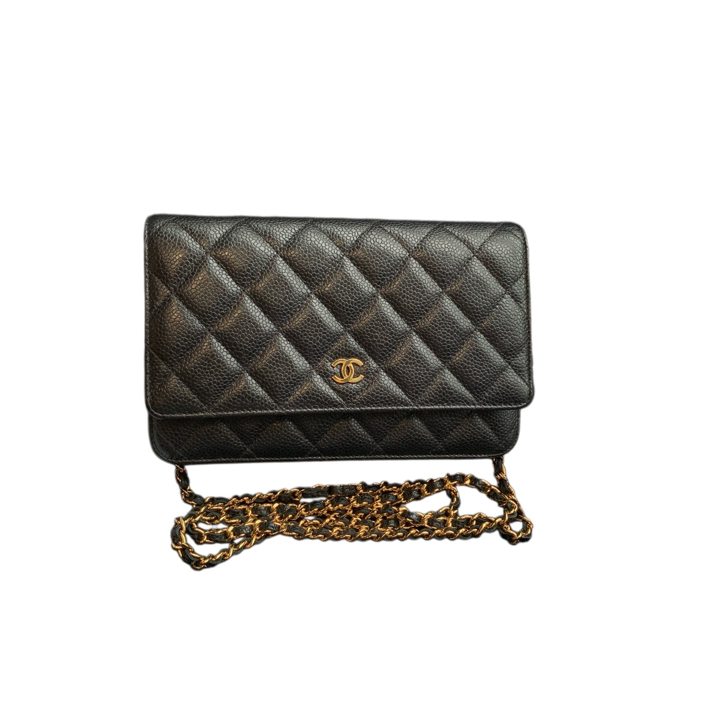 Chanel Wallet on Chain Black Quilted Caviar Gold Hardware