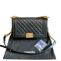Chanel Boy Messenger Bag Black Quilted Calfskin Gold Hardware