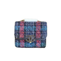 Chanel Classic Flap Bag Navy Charcoal Multicolor Tweed Gold Hardware