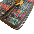 Chanel Classic Flap Bag Navy Charcoal Multicolor Tweed Gold Hardware