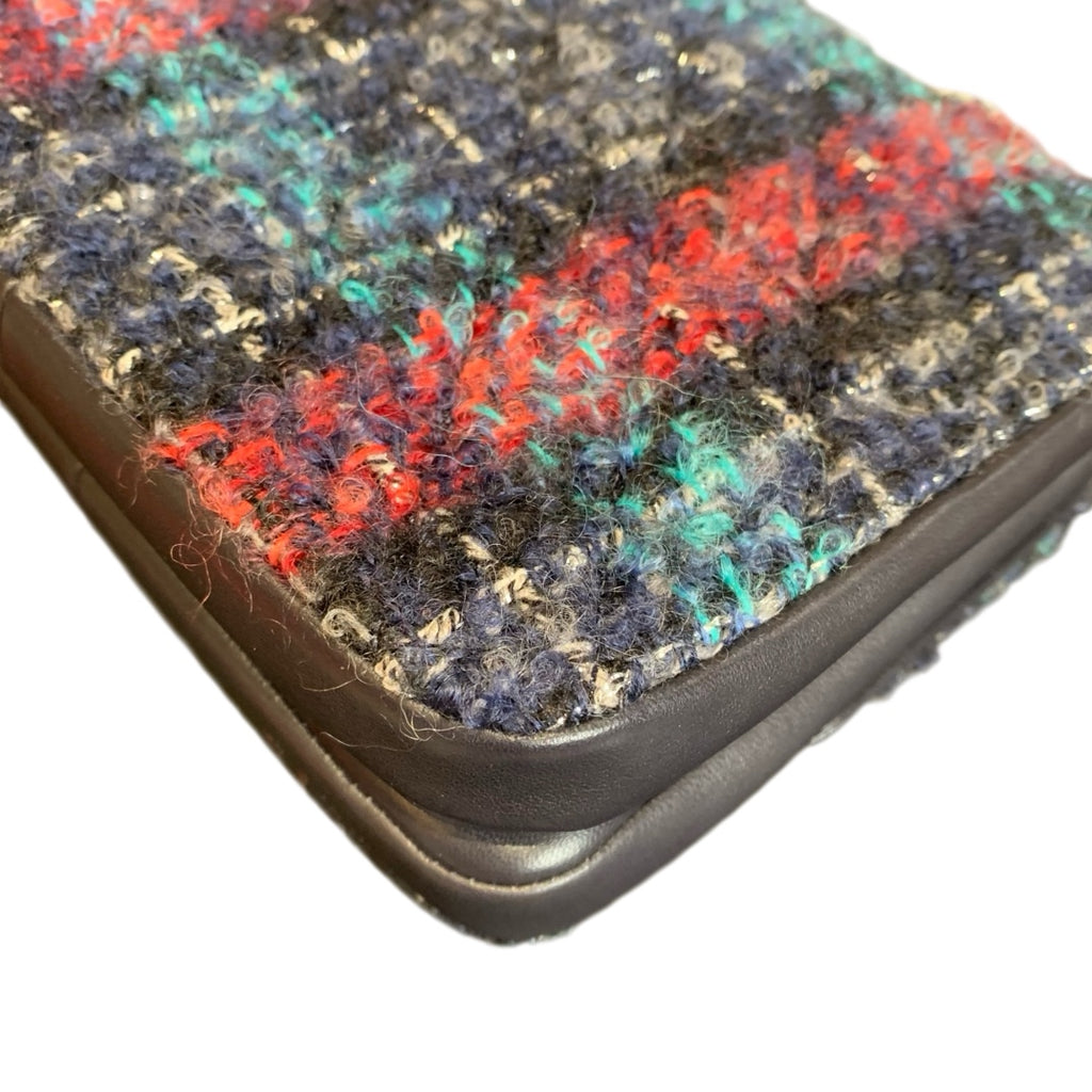 Chanel Classic Flap Bag Navy Charcoal Multicolor Tweed Gold Hardware