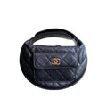 Chanel Small Hobo Bag Black Quilted Caviar Gold Hardware