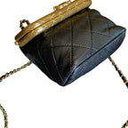 Chanel Mini Vanity Bag With Gold Frame Black Lambskin Gold Hardware