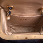 Chanel Mini Vanity Bag With Gold Frame Black Lambskin Gold Hardware
