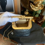 Chanel Mini Vanity Bag With Gold Frame Black Lambskin Gold Hardware