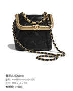 Chanel Mini Vanity Bag With Gold Frame Black Lambskin Gold Hardware