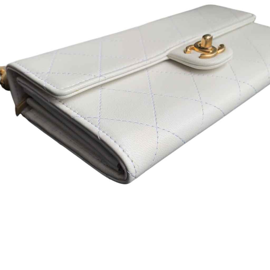 Chanel Pearl Crush Mini Flap Bag White Lambskin Gold Hardware
