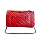 Chanel 2.55 Large Shoulder Bag Aged Calfskin Black Gold Hardware