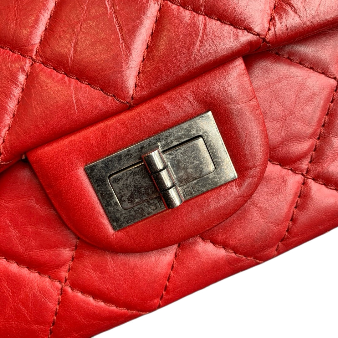 Chanel 2.55 Large Shoulder Bag Aged Calfskin Black Gold Hardware