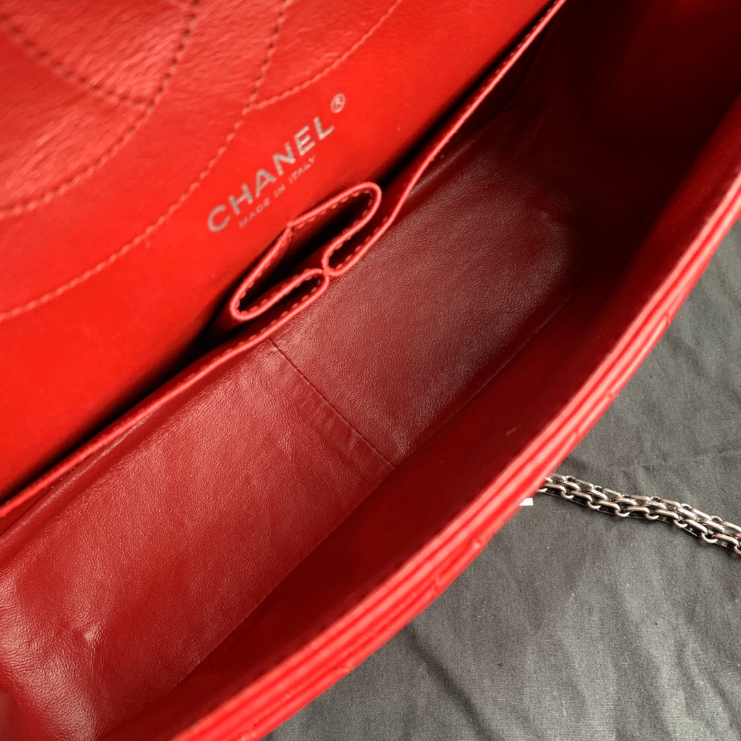 Chanel 2.55 Large Shoulder Bag Aged Calfskin Black Gold Hardware