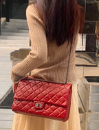 Chanel 2.55 Large Shoulder Bag Aged Calfskin Black Gold Hardware