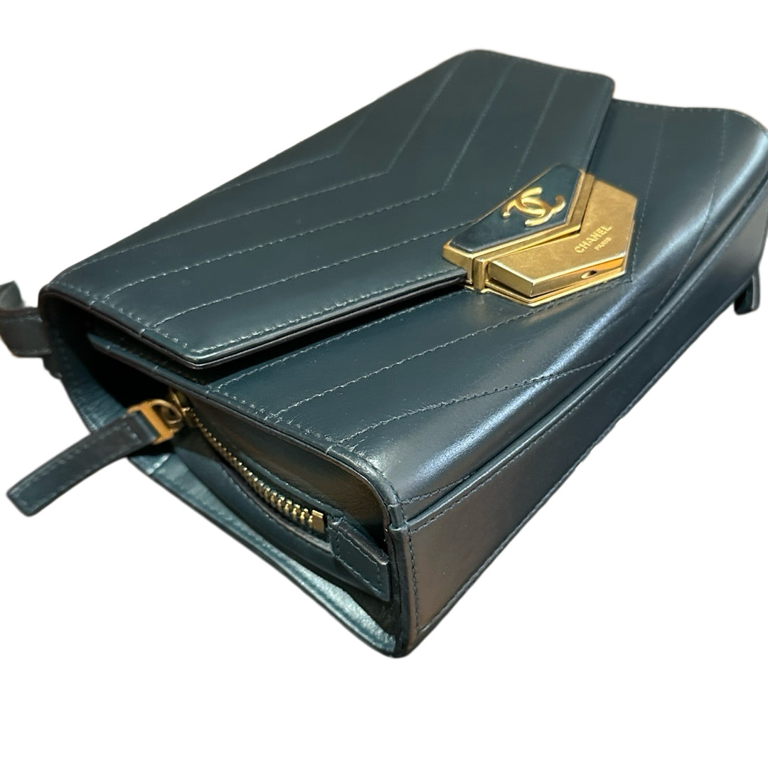 CHANEL Leather Messenger Bag | Laser-Embossed | Pre-owned