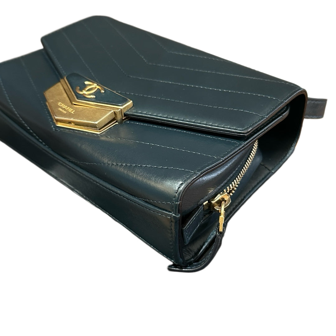 CHANEL Leather Messenger Bag | Laser-Embossed | Pre-owned