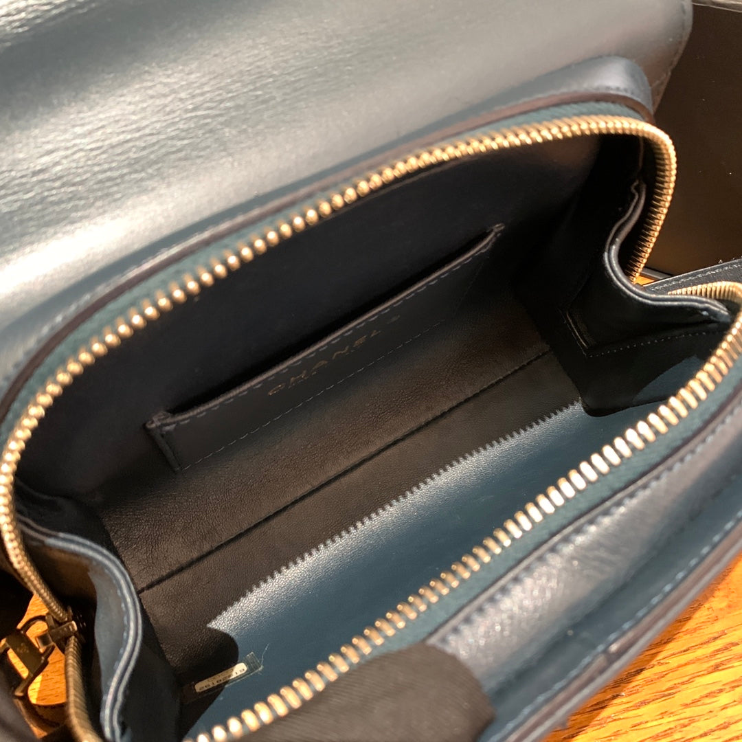 CHANEL Leather Messenger Bag | Laser-Embossed | Pre-owned