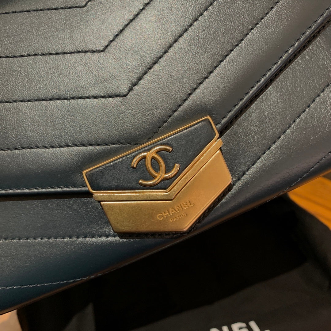 CHANEL Leather Messenger Bag | Laser-Embossed | Pre-owned