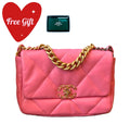 Chanel 19 Flap Bag Pink Quilted Leather Gold & Silver Hardware