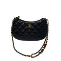 Chanel Heart Charm Hobo Bag Black Quilted Leather Gold Hardware