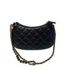 Chanel Heart Charm Hobo Bag Black Quilted Leather Gold Hardware