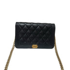 Chanel Boy Handbag Black Caviar Gold Hardware