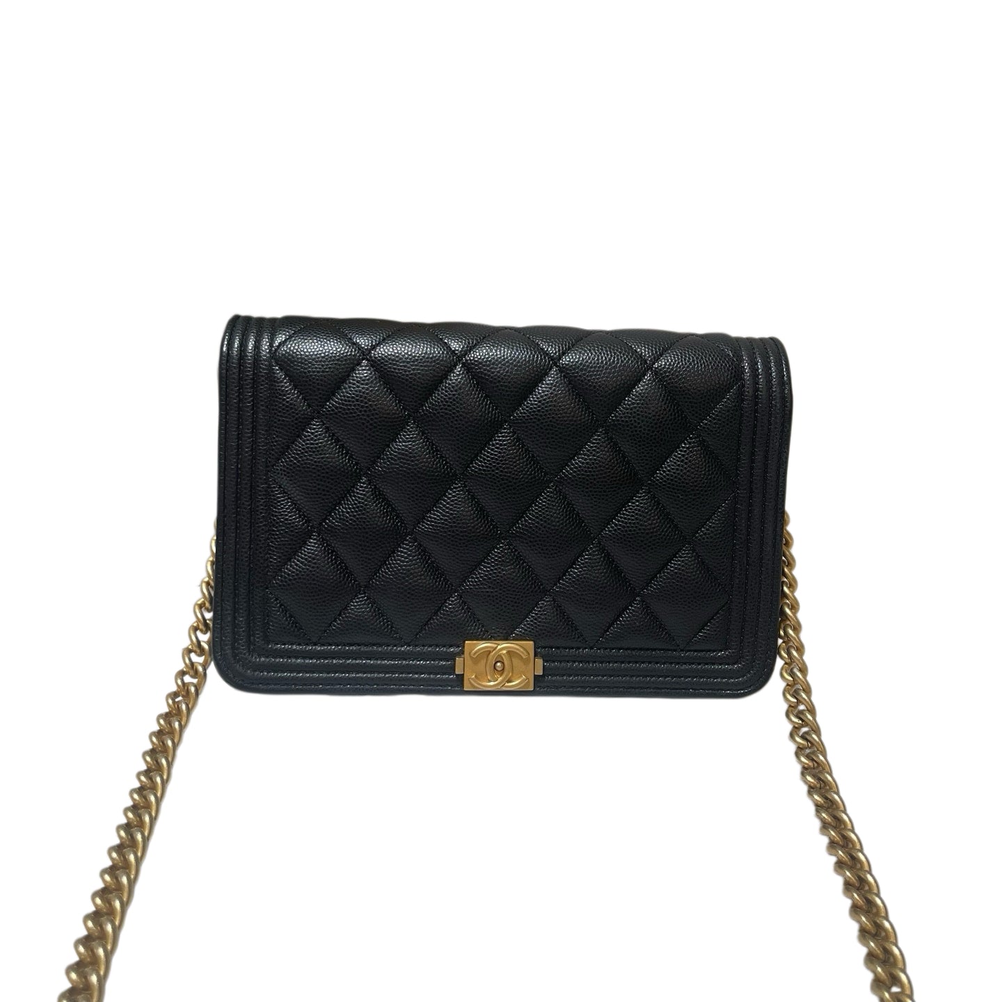 Chanel Boy Handbag Black Caviar Gold Hardware