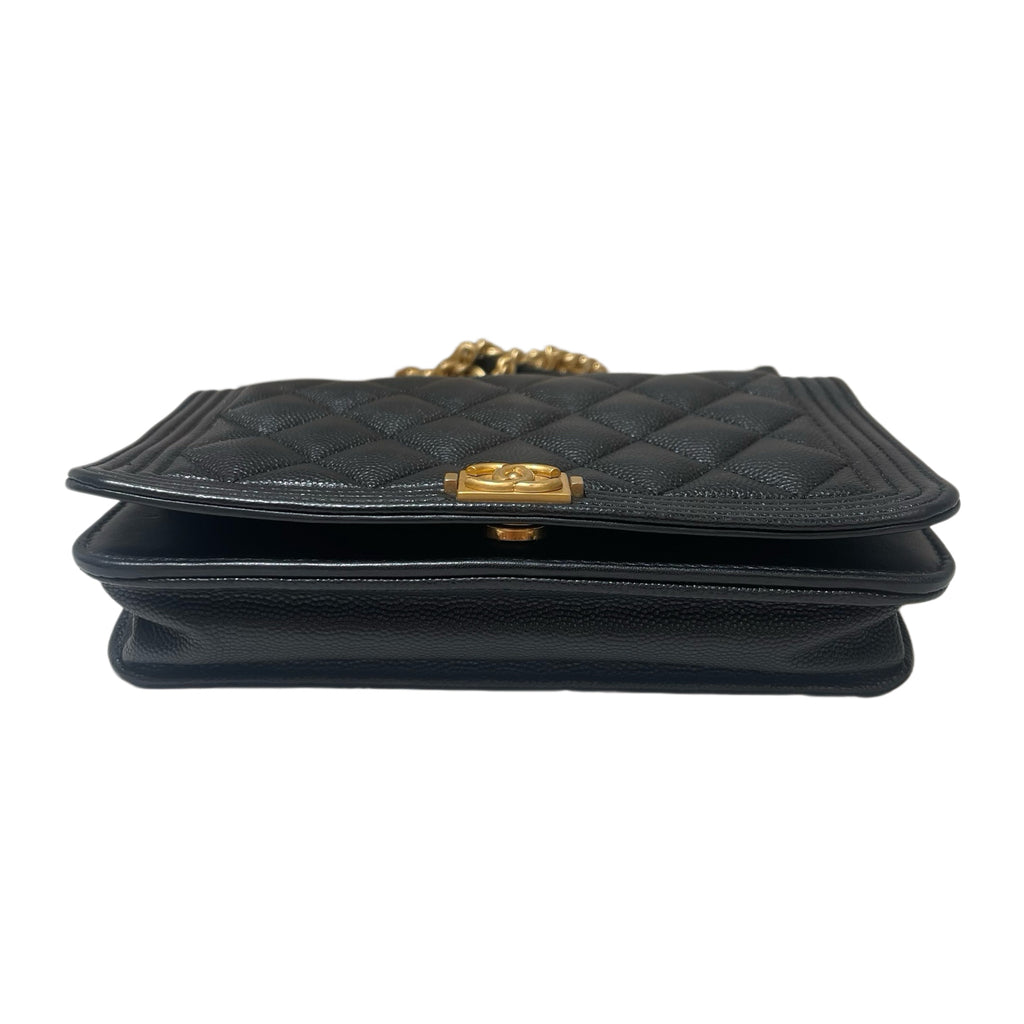 Chanel Boy Handbag Black Caviar Gold Hardware