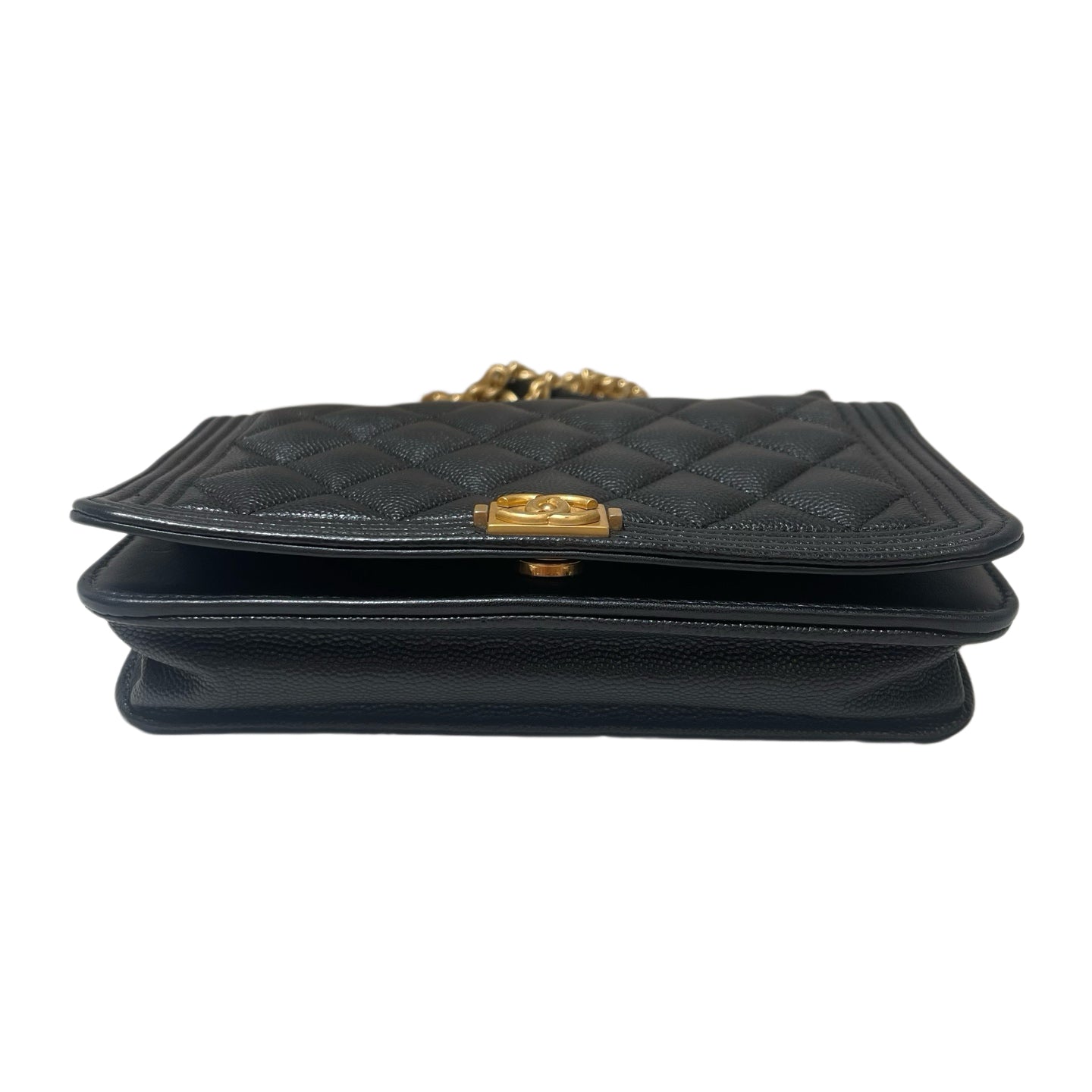 Chanel Boy Handbag Black Caviar Gold Hardware