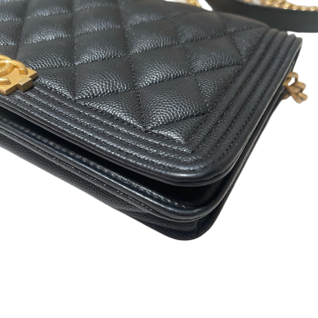 Chanel Boy Handbag Black Caviar Gold Hardware