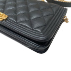 Chanel Boy Handbag Black Caviar Gold Hardware