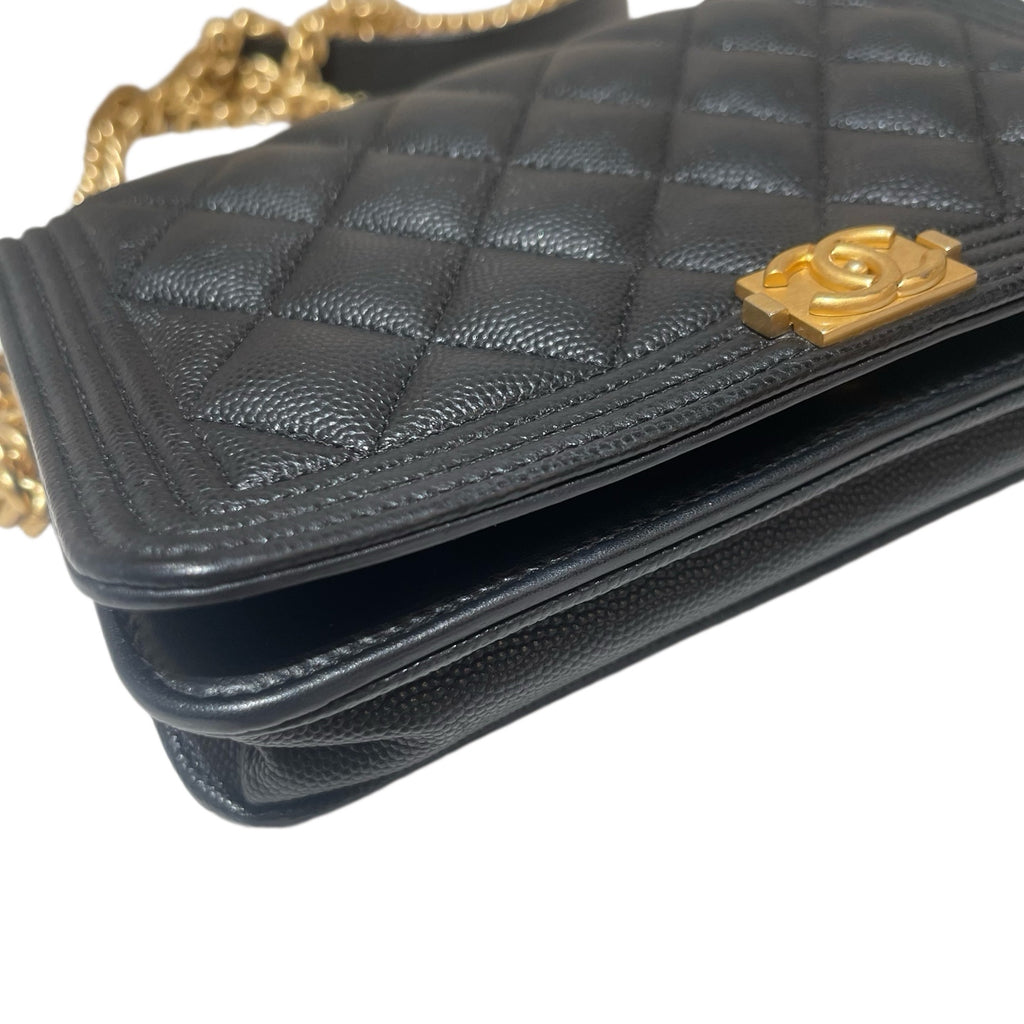 Chanel Boy Handbag Black Caviar Gold Hardware