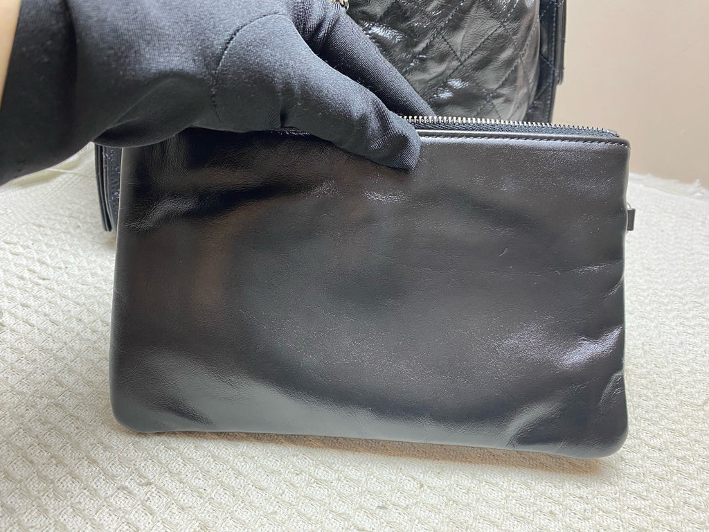 Chanel Gabrielle Bucket Bag Black Quilted & Smooth Leather Gold & Silver Hardware