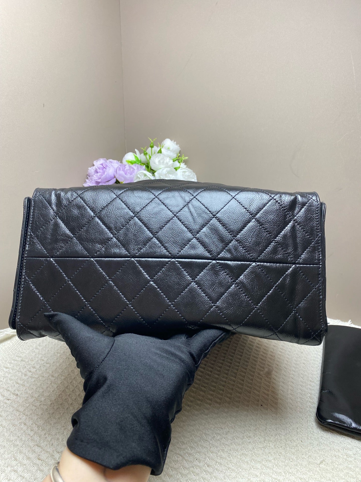 Chanel Gabrielle Bucket Bag Black Quilted & Smooth Leather Gold & Silver Hardware