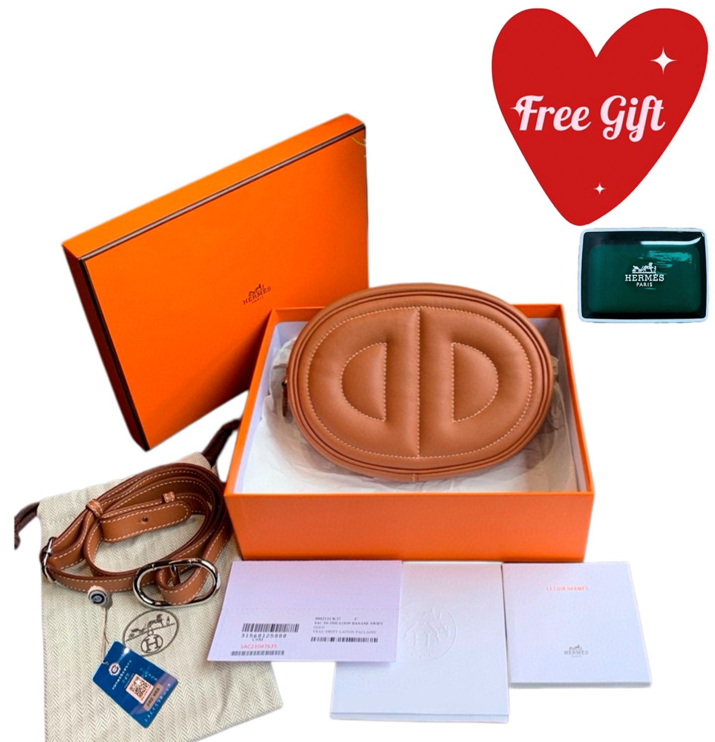 Hermes In-the-Loop Banane Belt Bag Gold Swift Leather Palladium Hardware