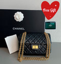 Chanel 2.55 Reissue Shoulder Bag Black Aged Leather Gold Hardware