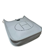 Hermes Evelyne TPM Shoulder Bag Pale Blue Pebbled Leather Silver Hardware