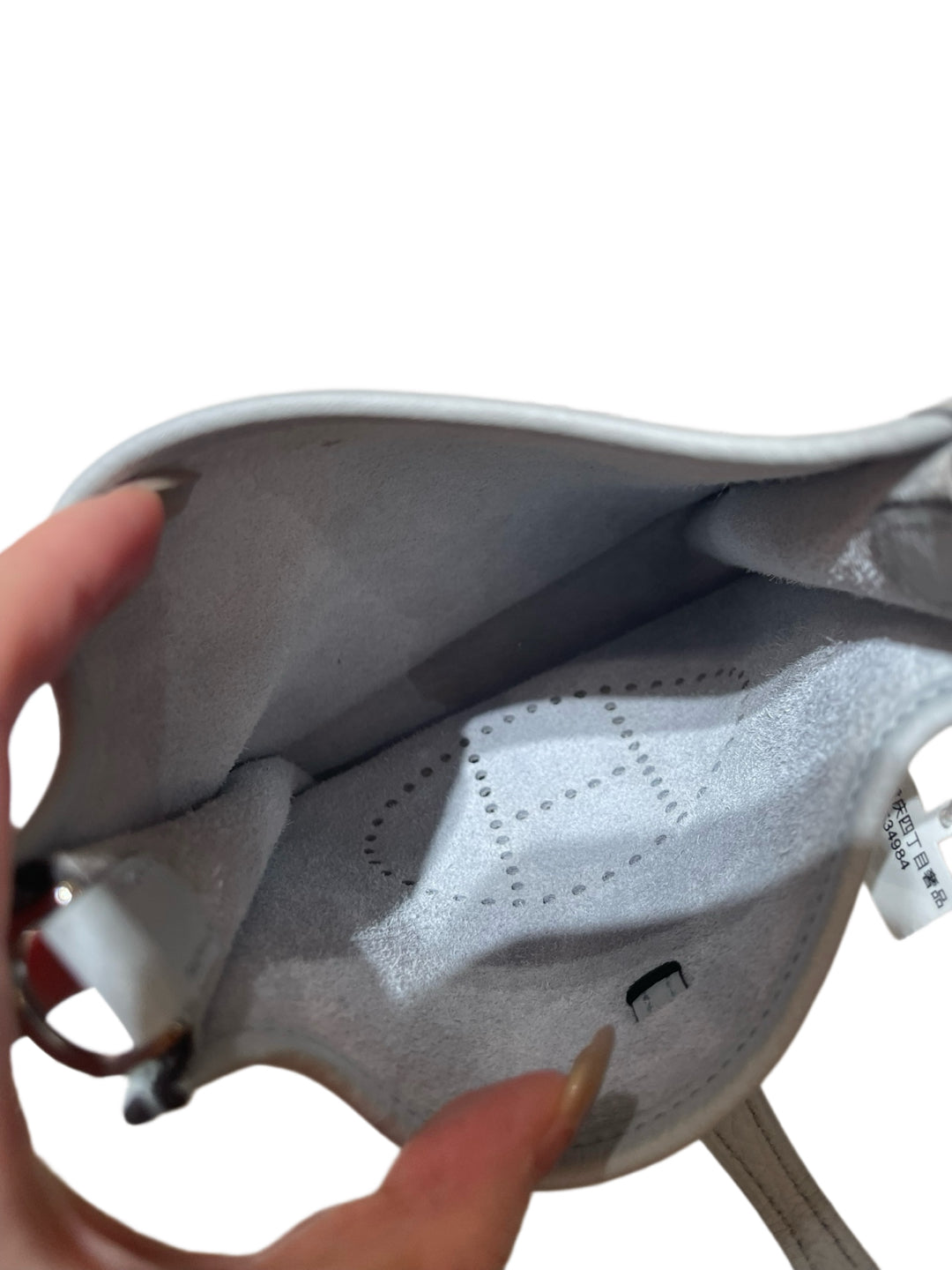Hermes Evelyne TPM Shoulder Bag Pale Blue Pebbled Leather Silver Hardware
