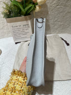 Hermes Evelyne TPM Shoulder Bag Pale Blue Pebbled Leather Silver Hardware