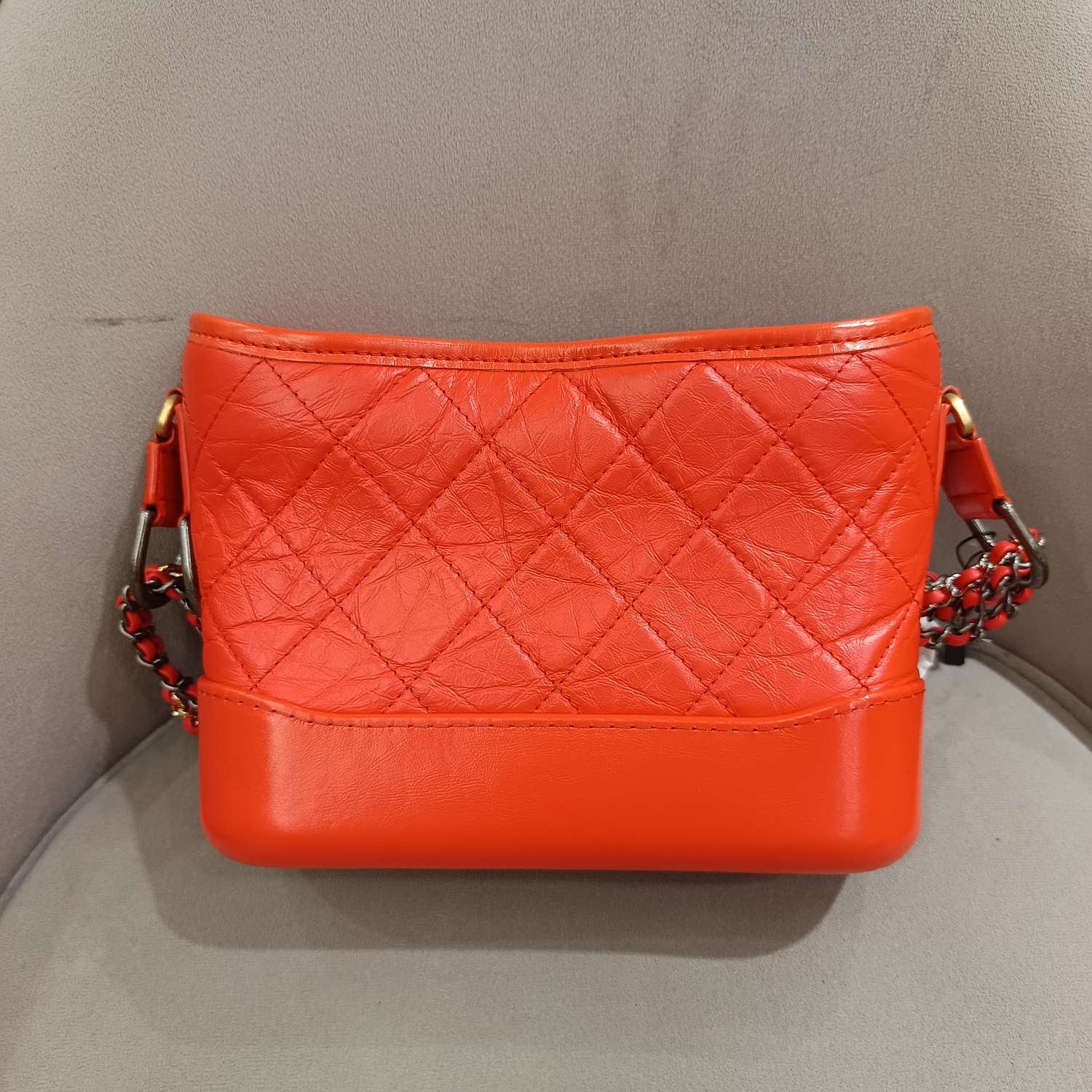 Chanel Gabrielle Hobo Handbag Coral Quilted Leather Gold & Silver Hardware
