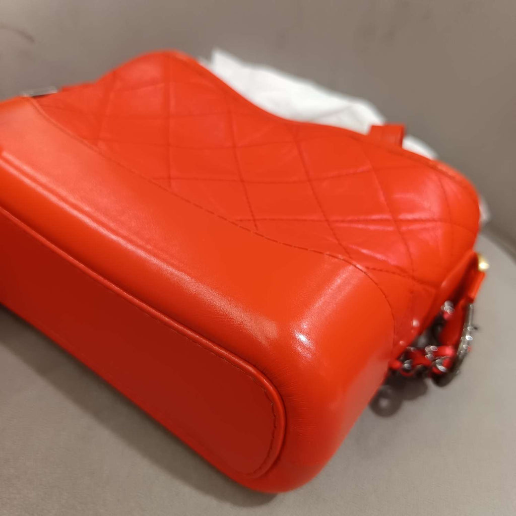 Chanel Gabrielle Hobo Handbag Coral Quilted Leather Gold & Silver Hardware