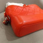Chanel Gabrielle Hobo Handbag Coral Quilted Leather Gold & Silver Hardware