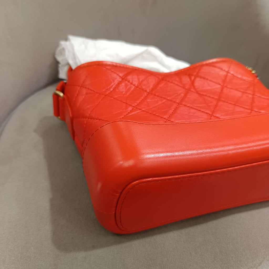 Chanel Gabrielle Hobo Handbag Coral Quilted Leather Gold & Silver Hardware