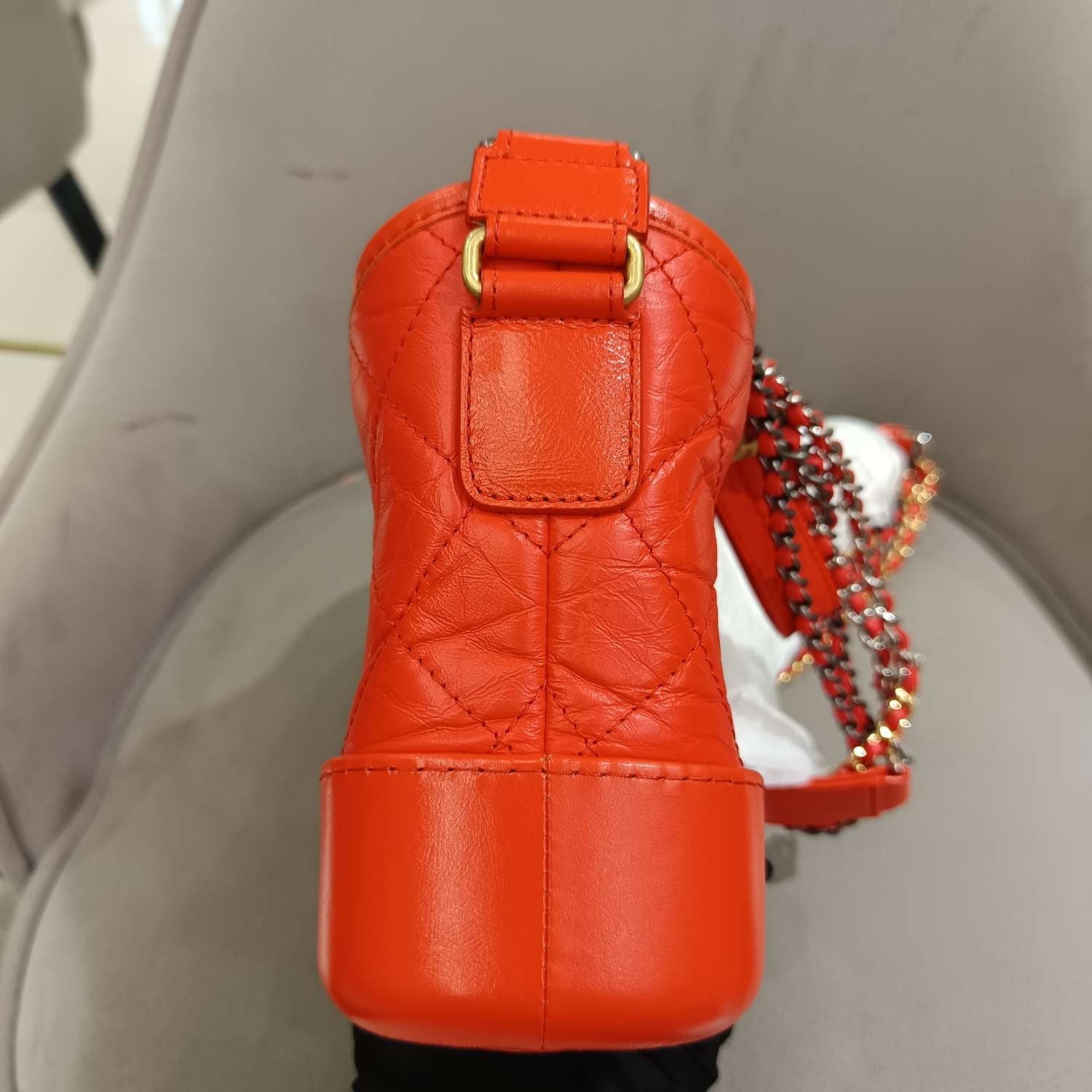 Chanel Gabrielle Hobo Handbag Coral Quilted Leather Gold & Silver Hardware