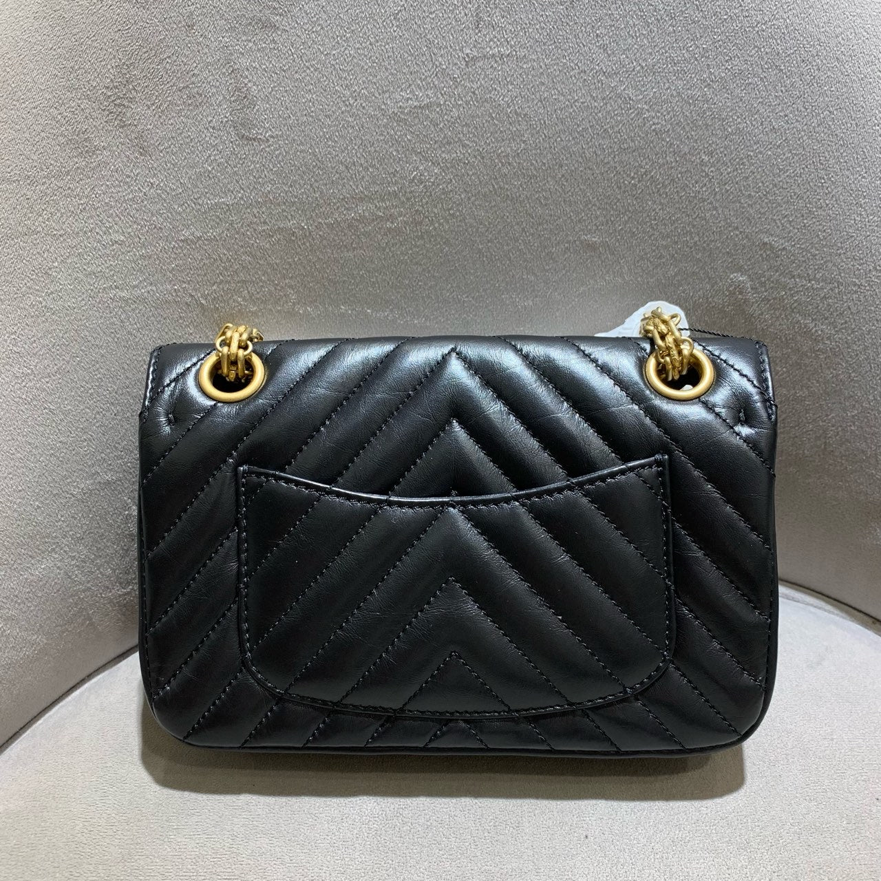 Chanel Reissue Flap Bag Black Chevron Quilted Leather Gold Hardware