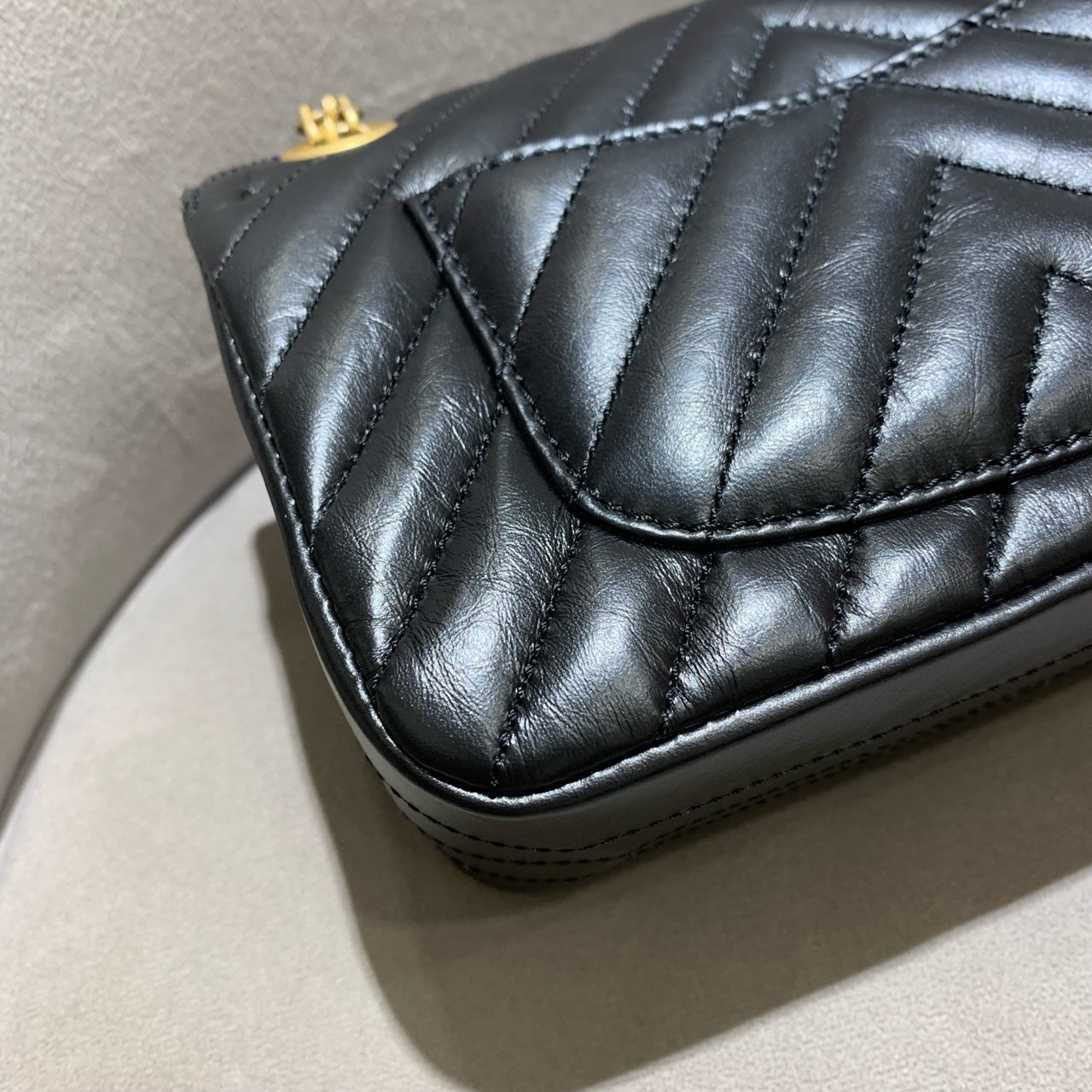 Chanel Reissue Flap Bag Black Chevron Quilted Leather Gold Hardware