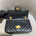 Chanel Reissue Flap Bag Black Chevron Quilted Leather Gold Hardware