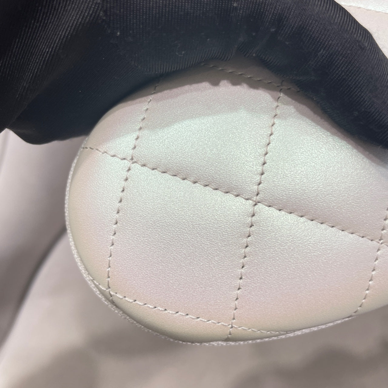 Chanel Quilted Pearlescent Leather Oval Pouch Silver Hardware