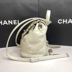 Chanel CC Day Backpack White Quilted Leather Bicolor Studs Gold Hardware